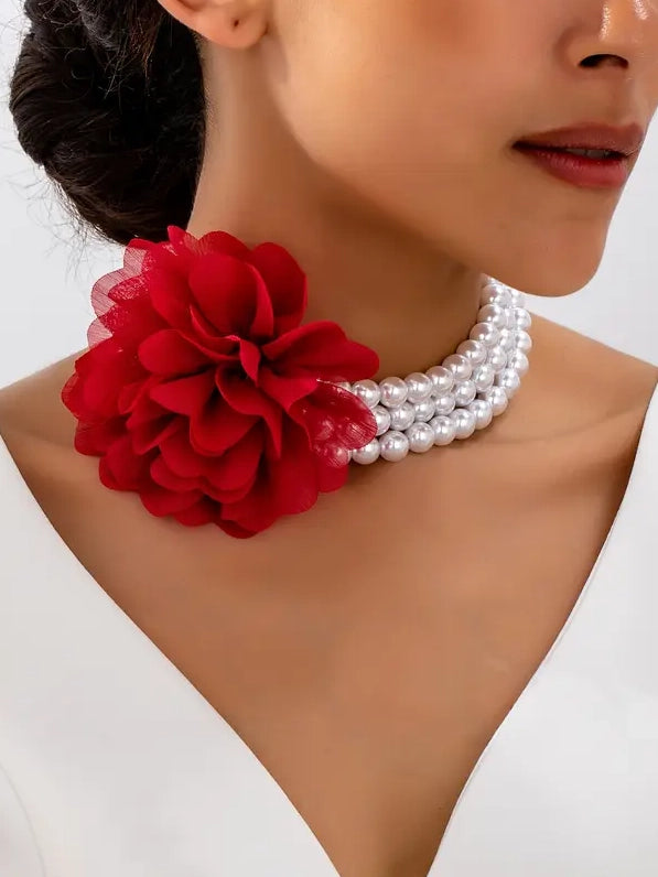 Pearl Bloom Statement Choker Necklace