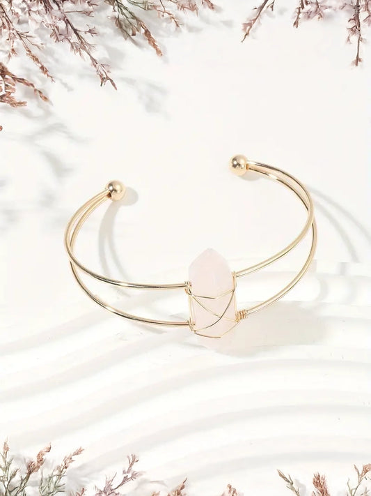 Natural Stone Wire Bangle Cuff