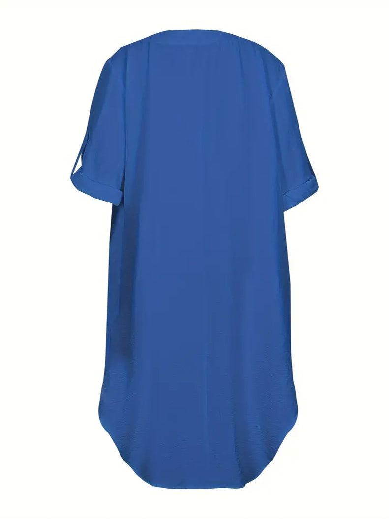 Loni Plus Size Shirt Dress in Blue
