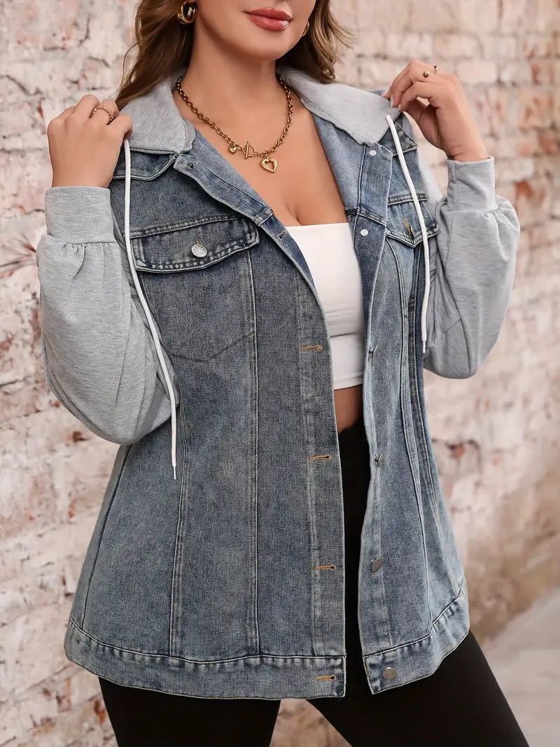 Aurora Hooded Plus Size Denim Jacket