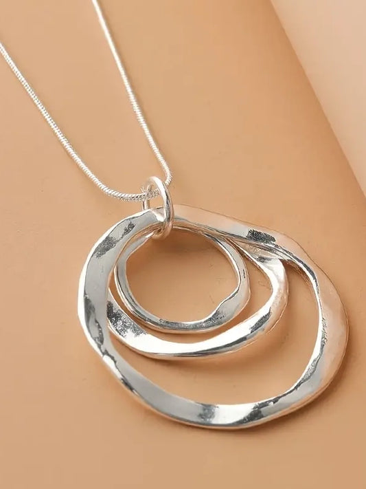 Three Rings Long Pendant Necklace