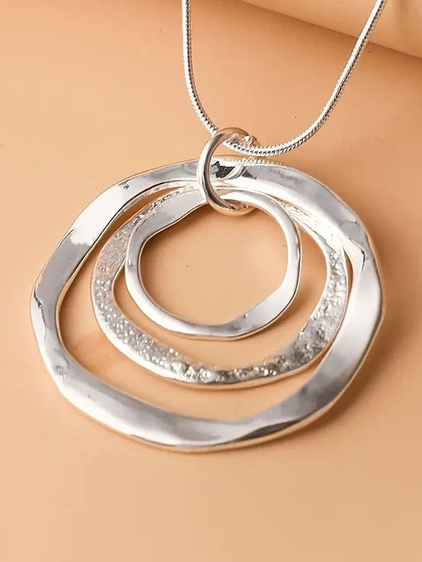 Three Rings Long Pendant Necklace