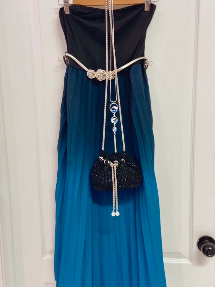 Ria Plus Size Strapless Pleated Dress