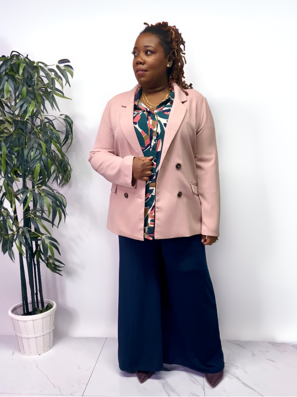 Becky Plus Size Blazer in Soft Pink