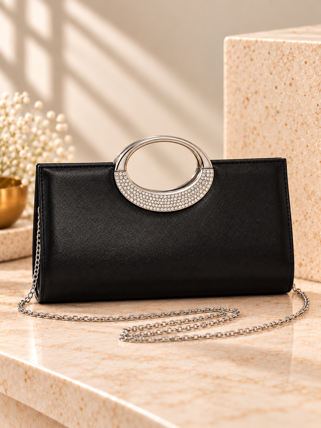 Crystal Handle Envelope Clutch