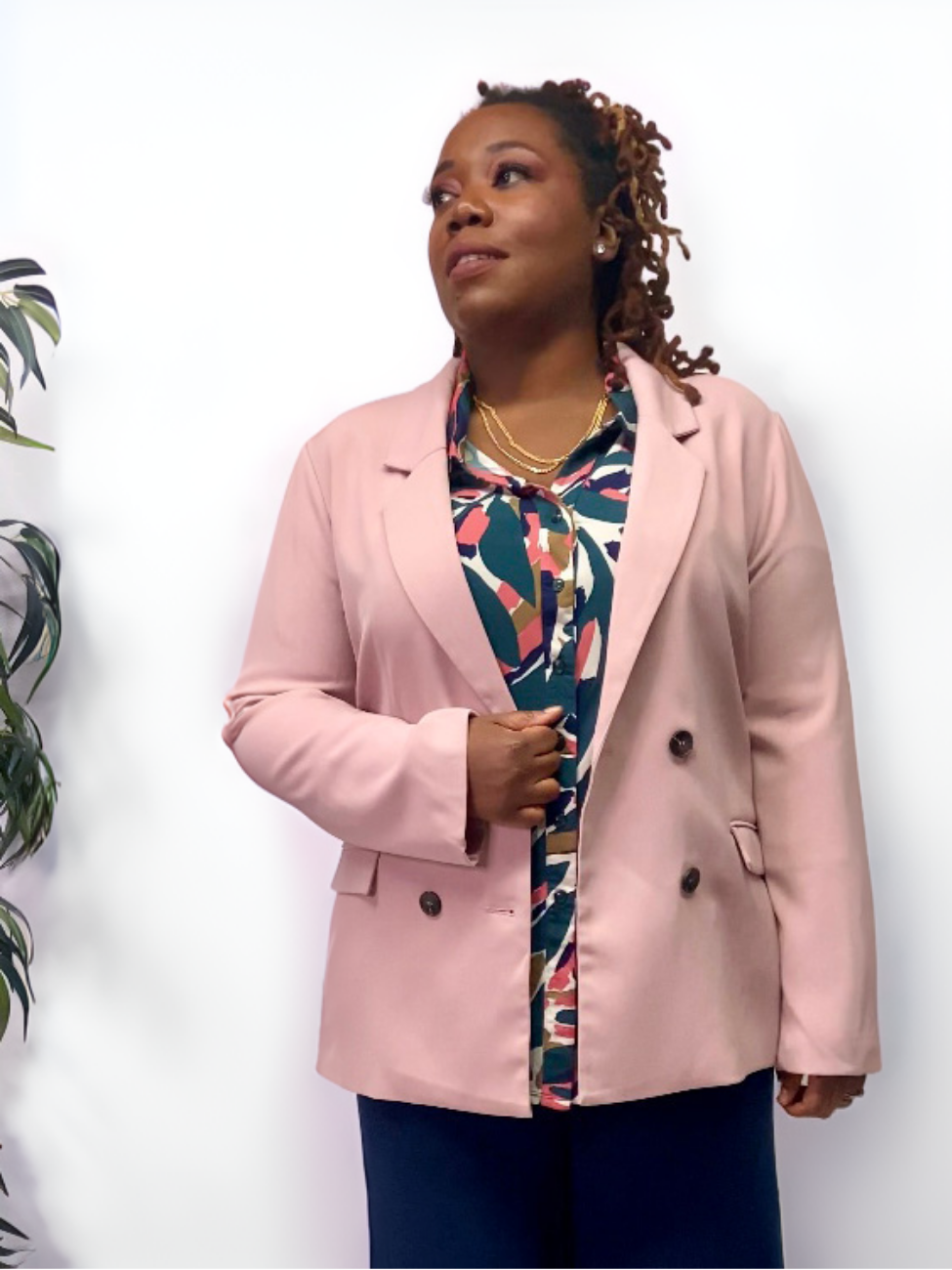 Becky Plus Size Blazer in Soft Pink