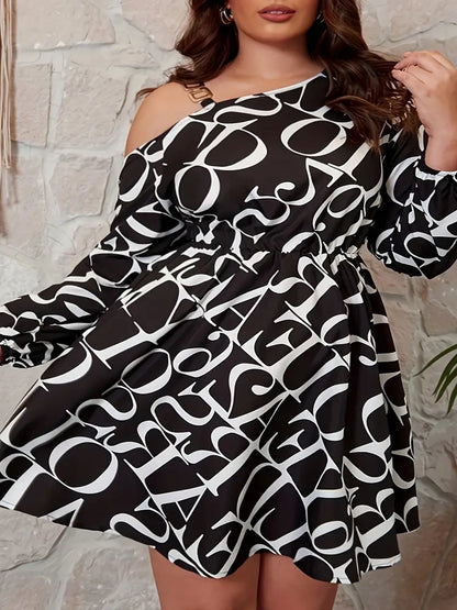 Gemma Letter Print Plus Size Party Dress