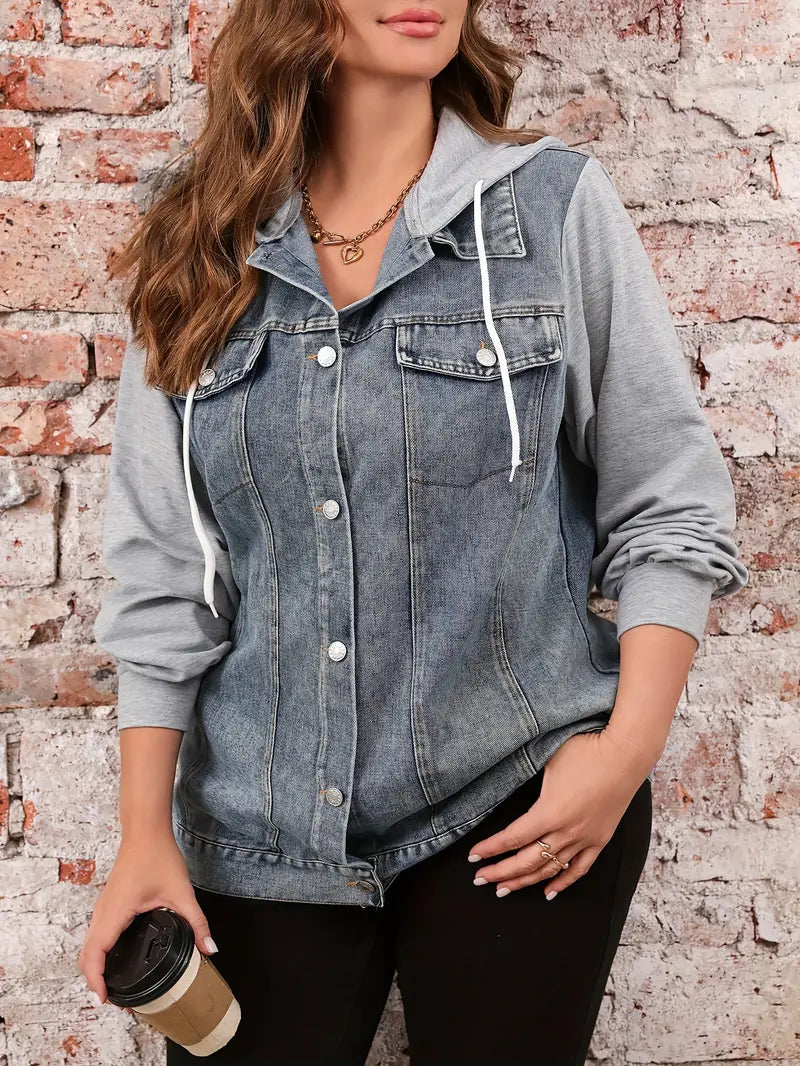 Aurora Hooded Plus Size Denim Jacket