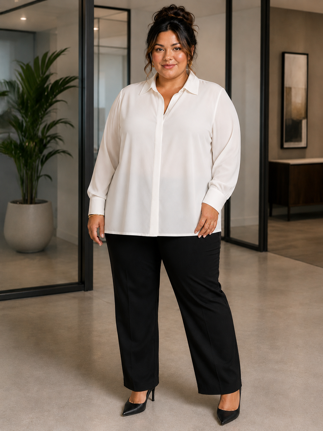 Renee Button Down Plus Size Blouse