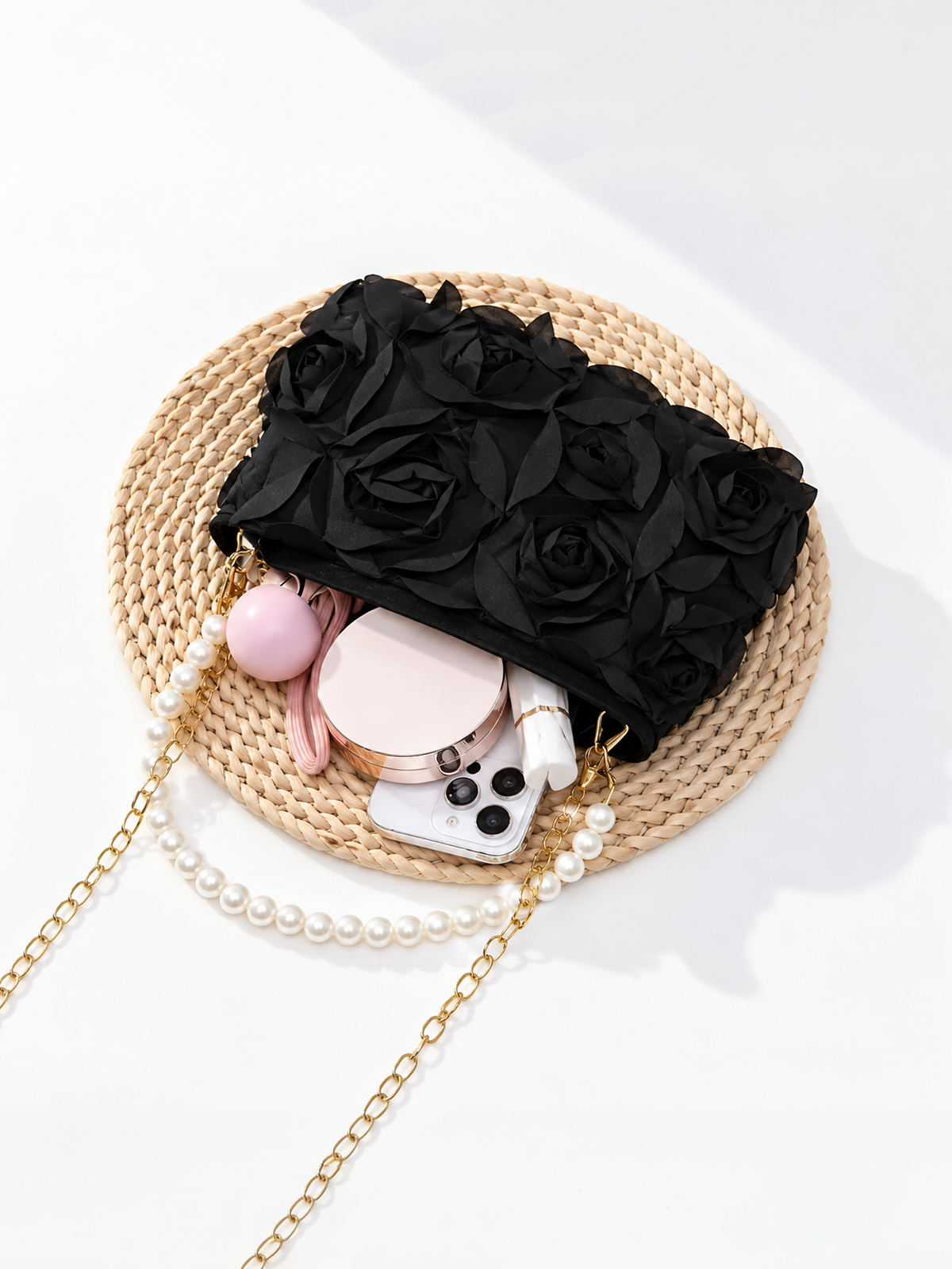Rosette Pearl Evening Bag