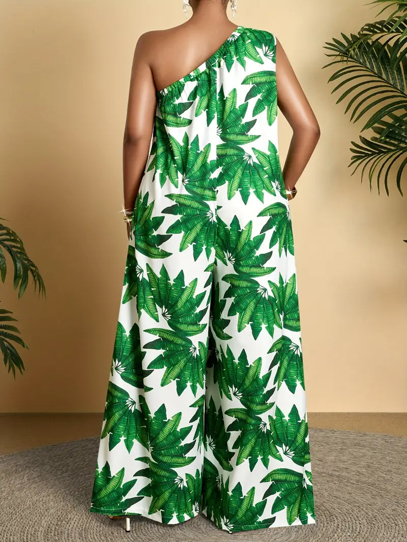 Roma One Shoulder Plus Size Jumpsuit