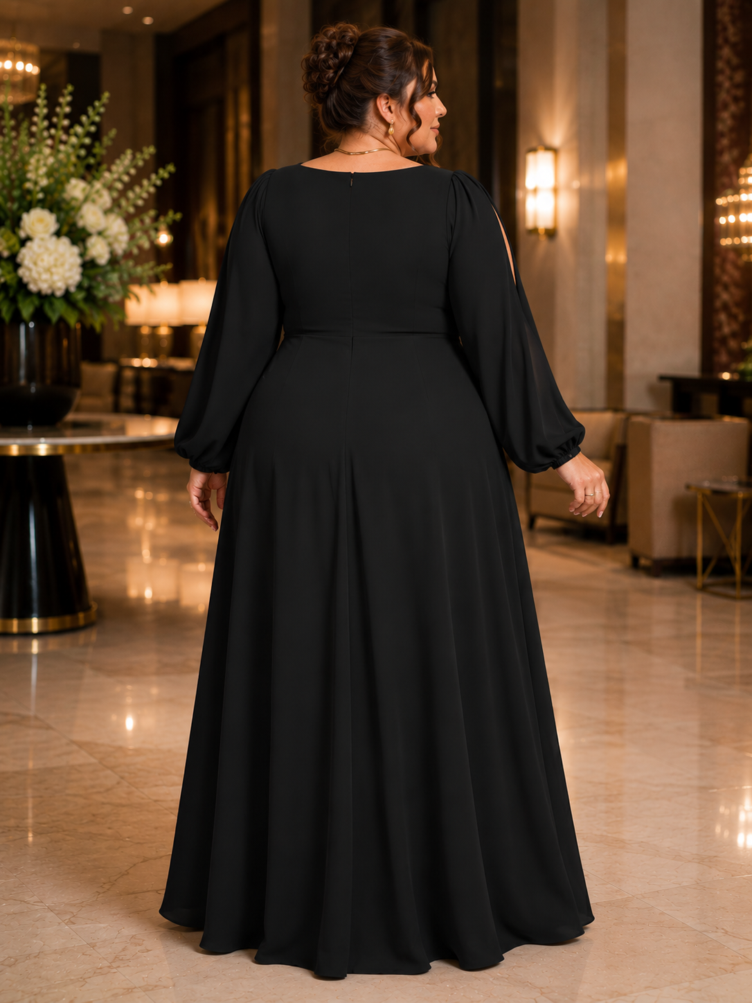 Laura A-Line Plus Size Chiffon Dress