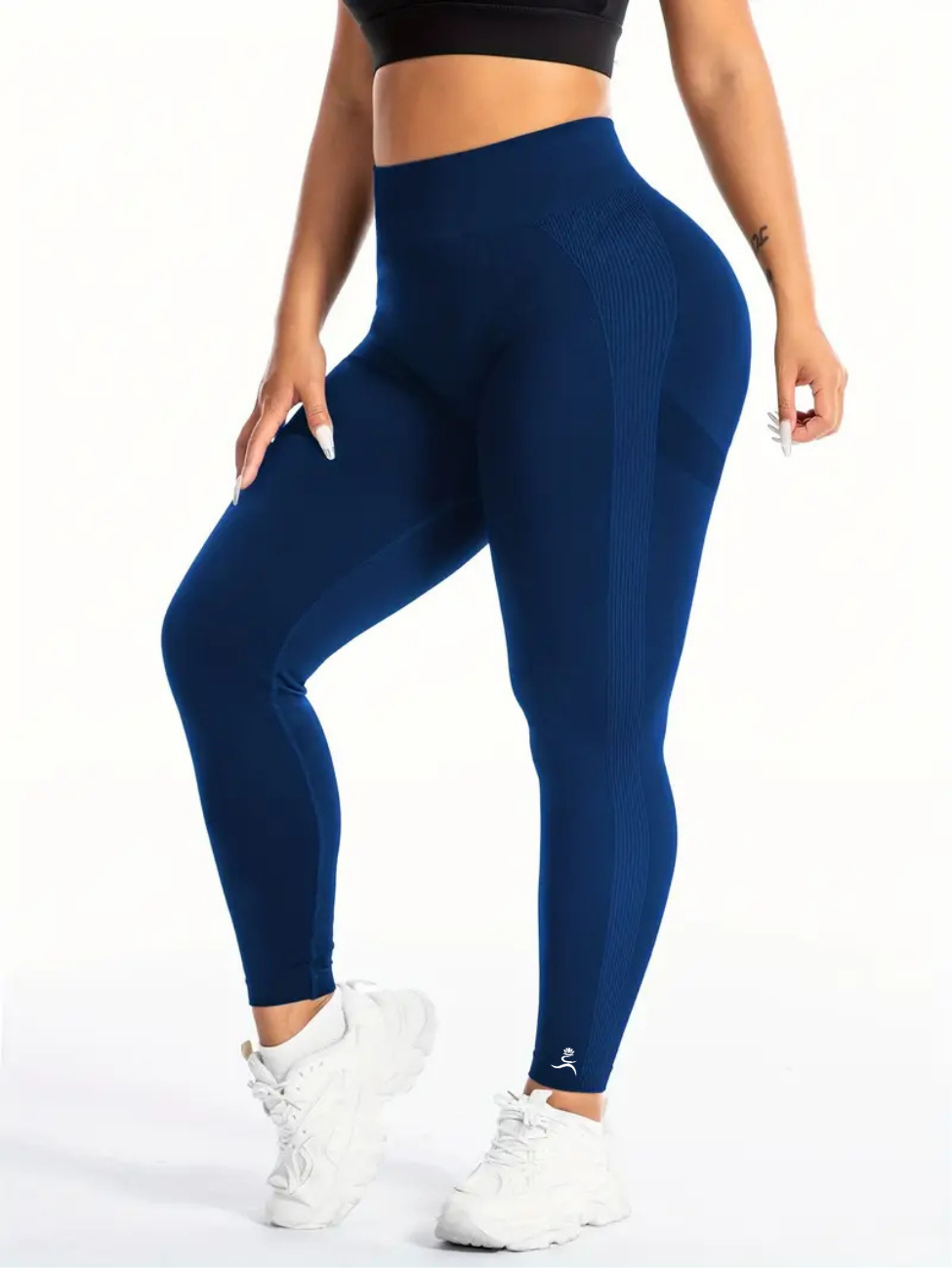 Baccara Plus Size Butt Lift Leggings in Navy by Run Free by Vee