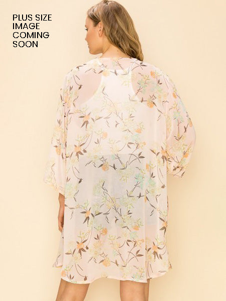 Filomena Plus Size Chiffon Kimono in Blush