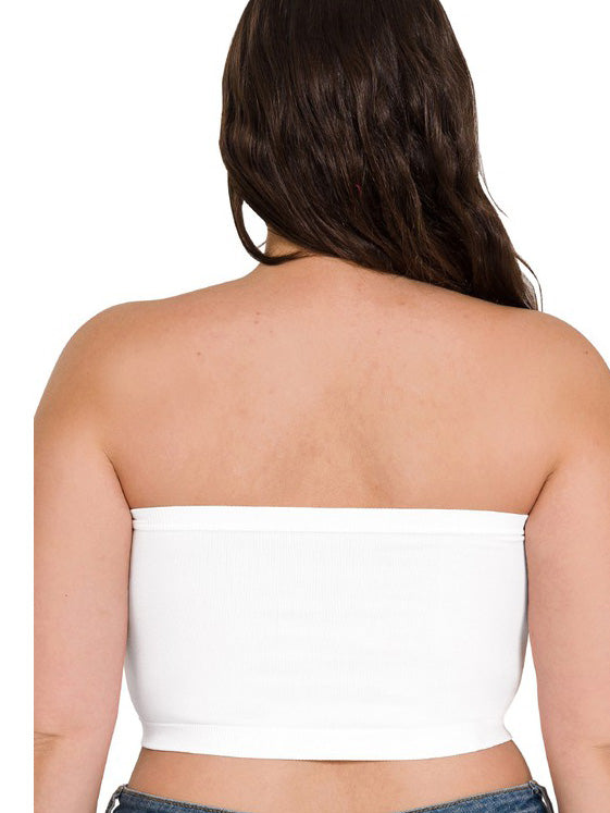 Ella Plus Size Seamless Bandeau in White