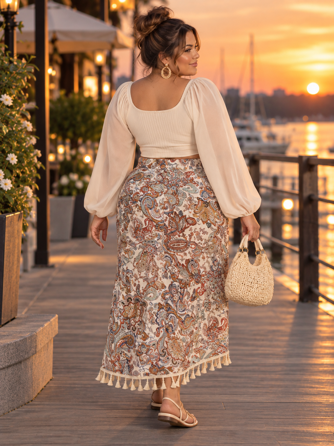 Paisley Asymmetrical Plus Size Skirt