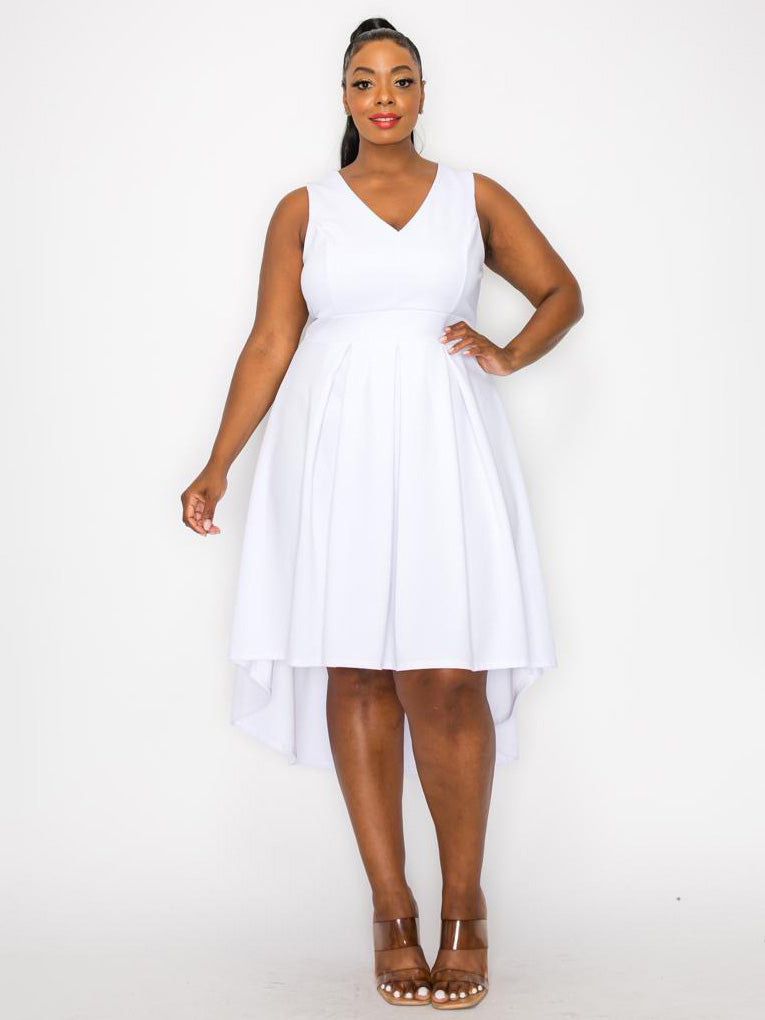 Maybelle Plus Size Fit & Flare Dress in White