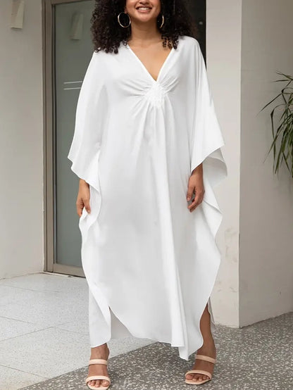 Maui Plus Size Kaftan Dress in White