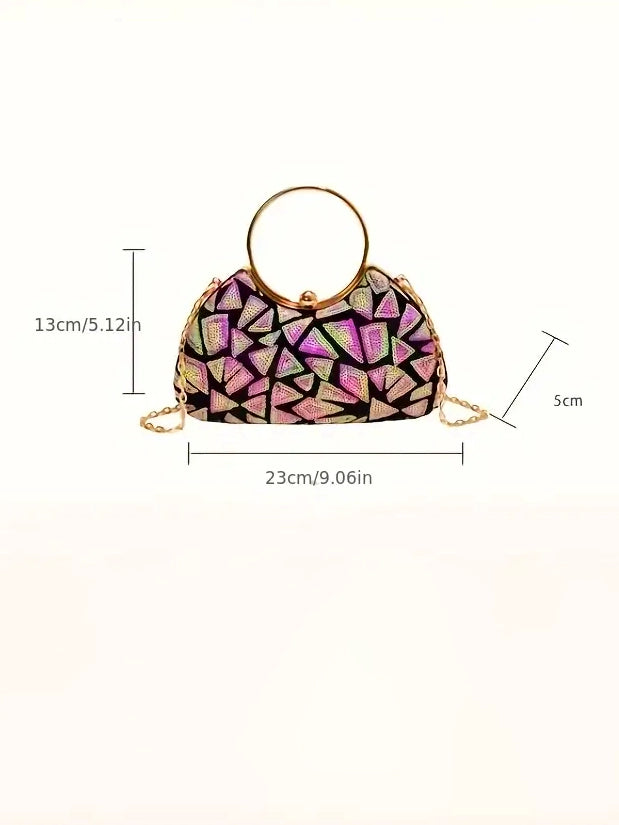 Neon Sequin Patchwork Evening Bag