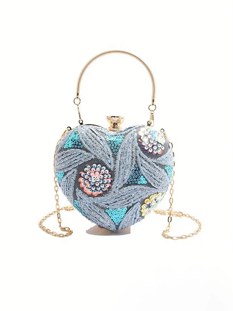 Sequin Heart Shaped Evening Bag