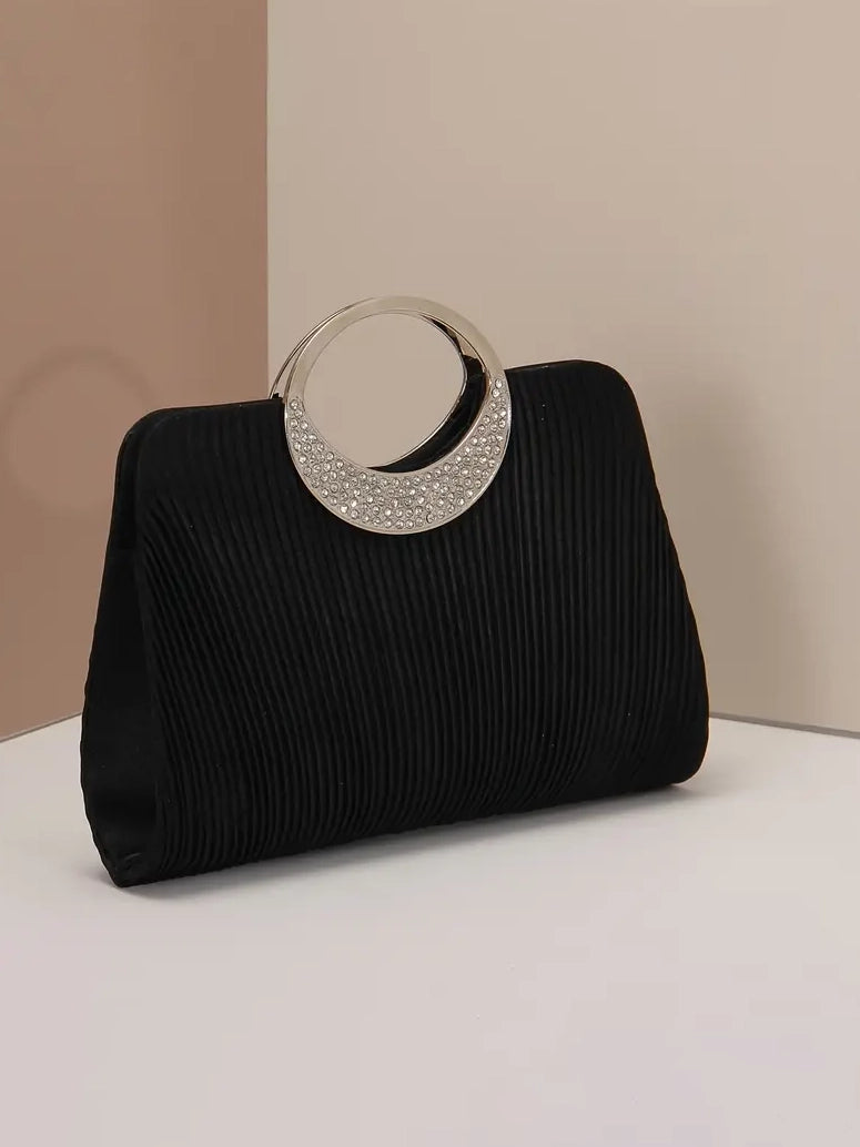 Elegant Evening Purse With Rhinestone Handle