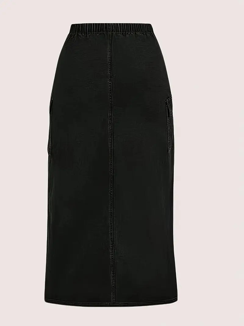 Seraphine Cargo Denim Plus Size Skirt