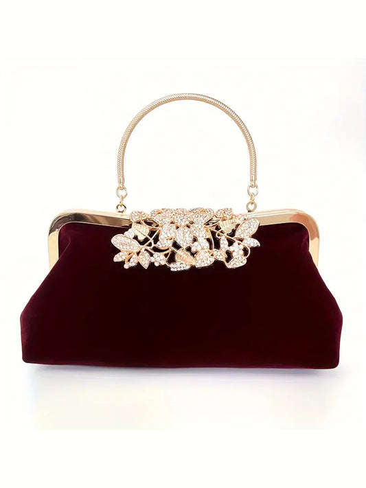 Elegant Evening Bag With Rhinestone Closure