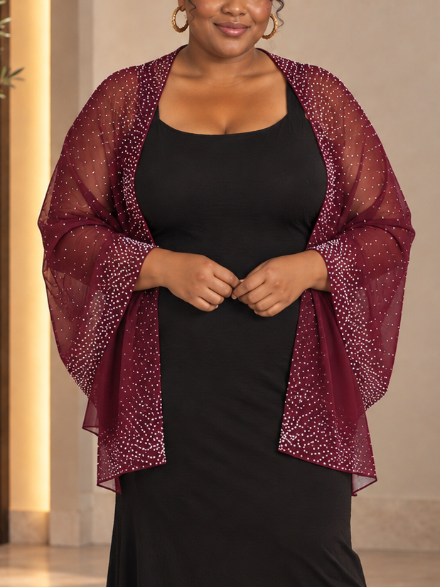 Evening Rhinestone Scarf in Wine