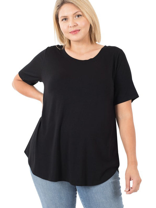 Ashanti Plus Size Long T-shirt in Black