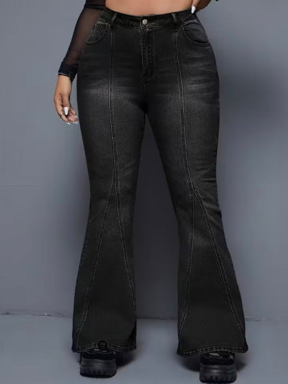 Elany Mid Waist Flared Plus Size Jeans