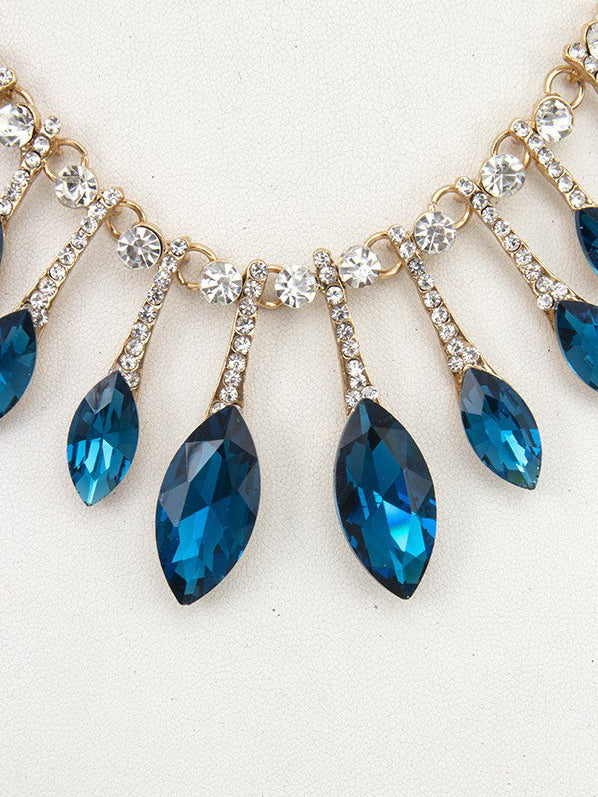 Faceted Marquise Gem Link Necklace Set