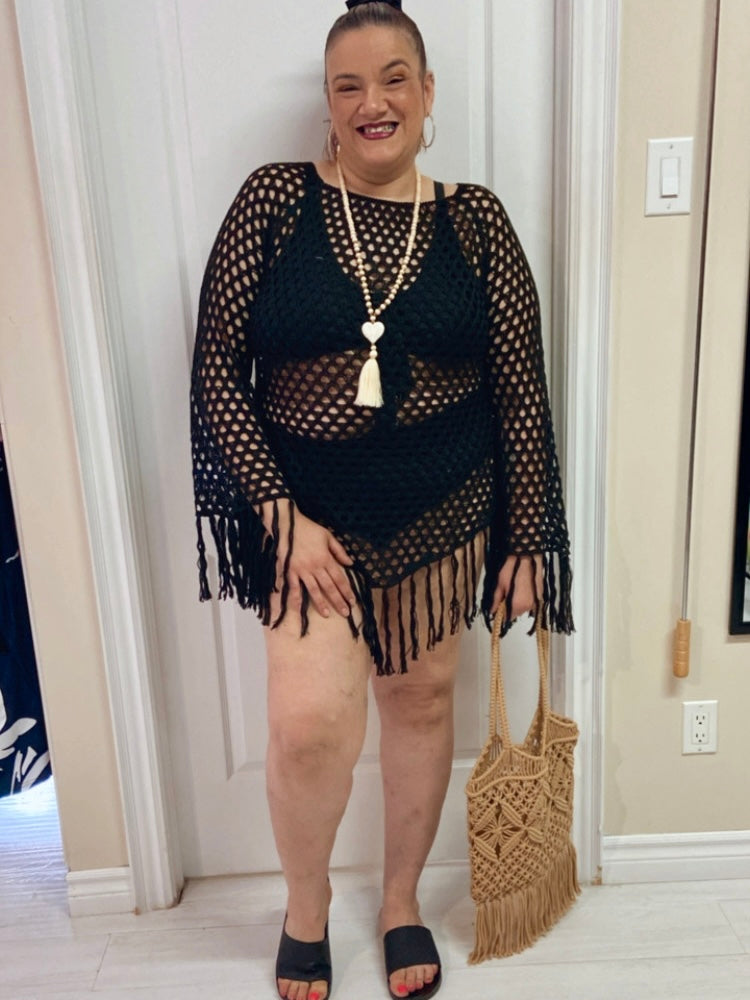 Denise Plus Size Off Shoulder Crochet Cover Up