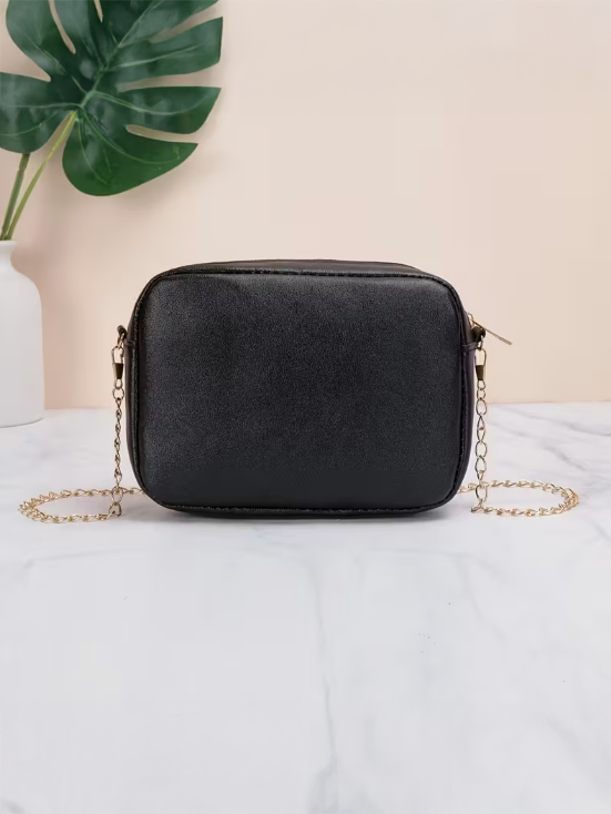 Black Chevron Quilted Crossbody Bag, bag, detail view