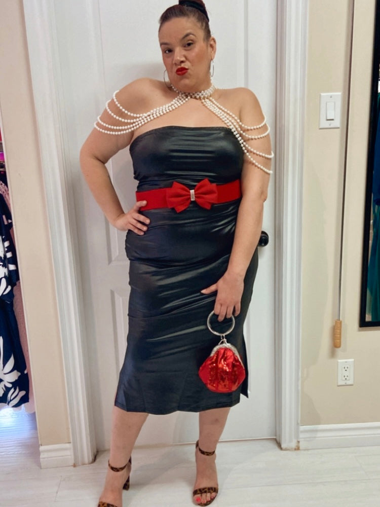 Shae Plus Size Faux Leather Tube Dress