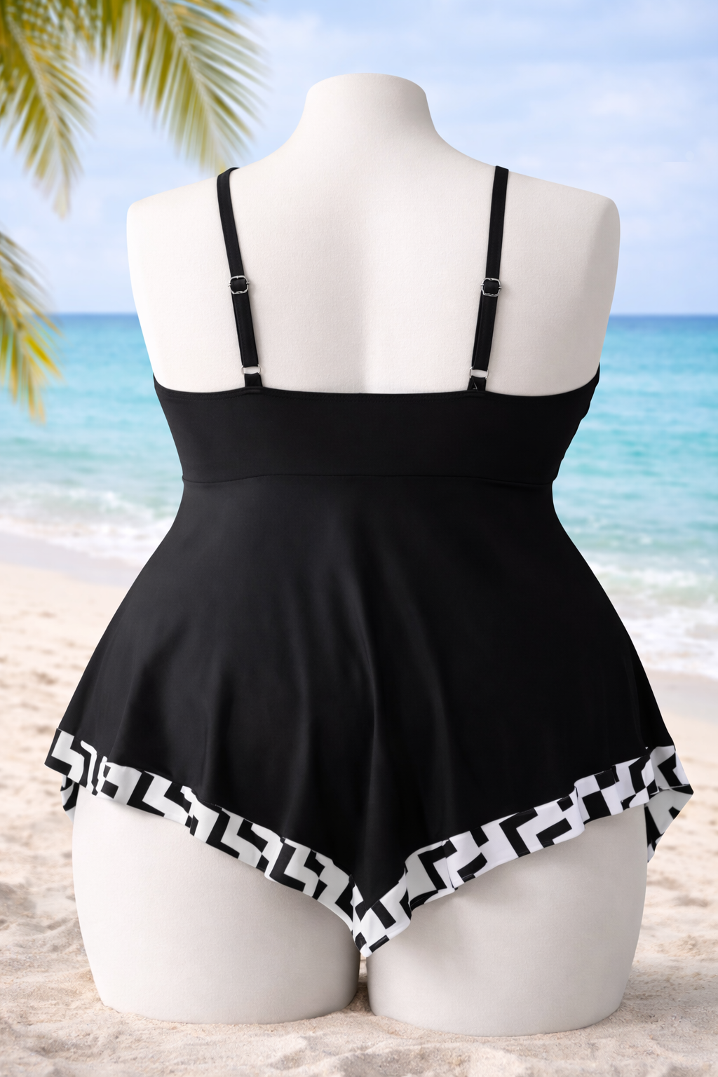 Edgy Plus Size Tankini Swim Set, plus size swimwear, alternate view