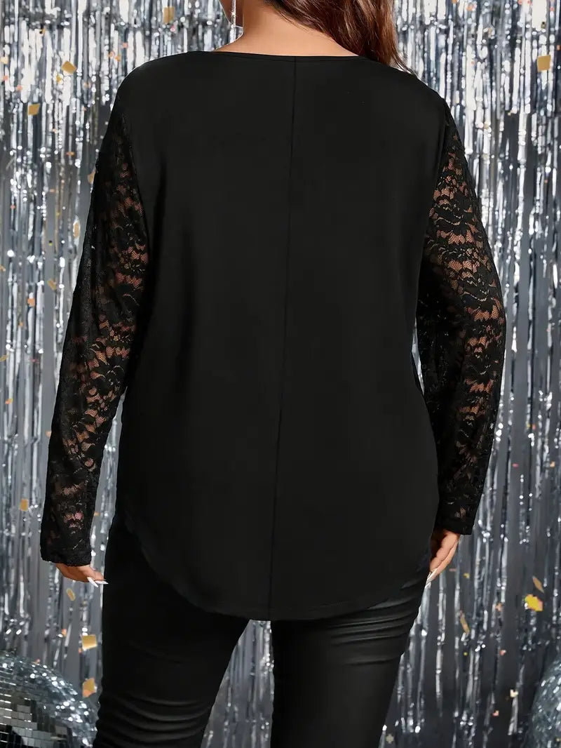 Elaine Lace Sleeve Plus Size Top, plus size top, alternate view