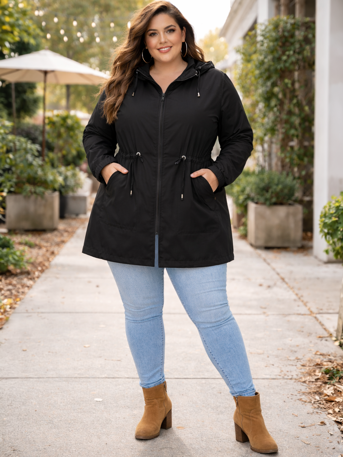 Esperanza Hooded Plus Size Jacket, plus size outerwear, product view