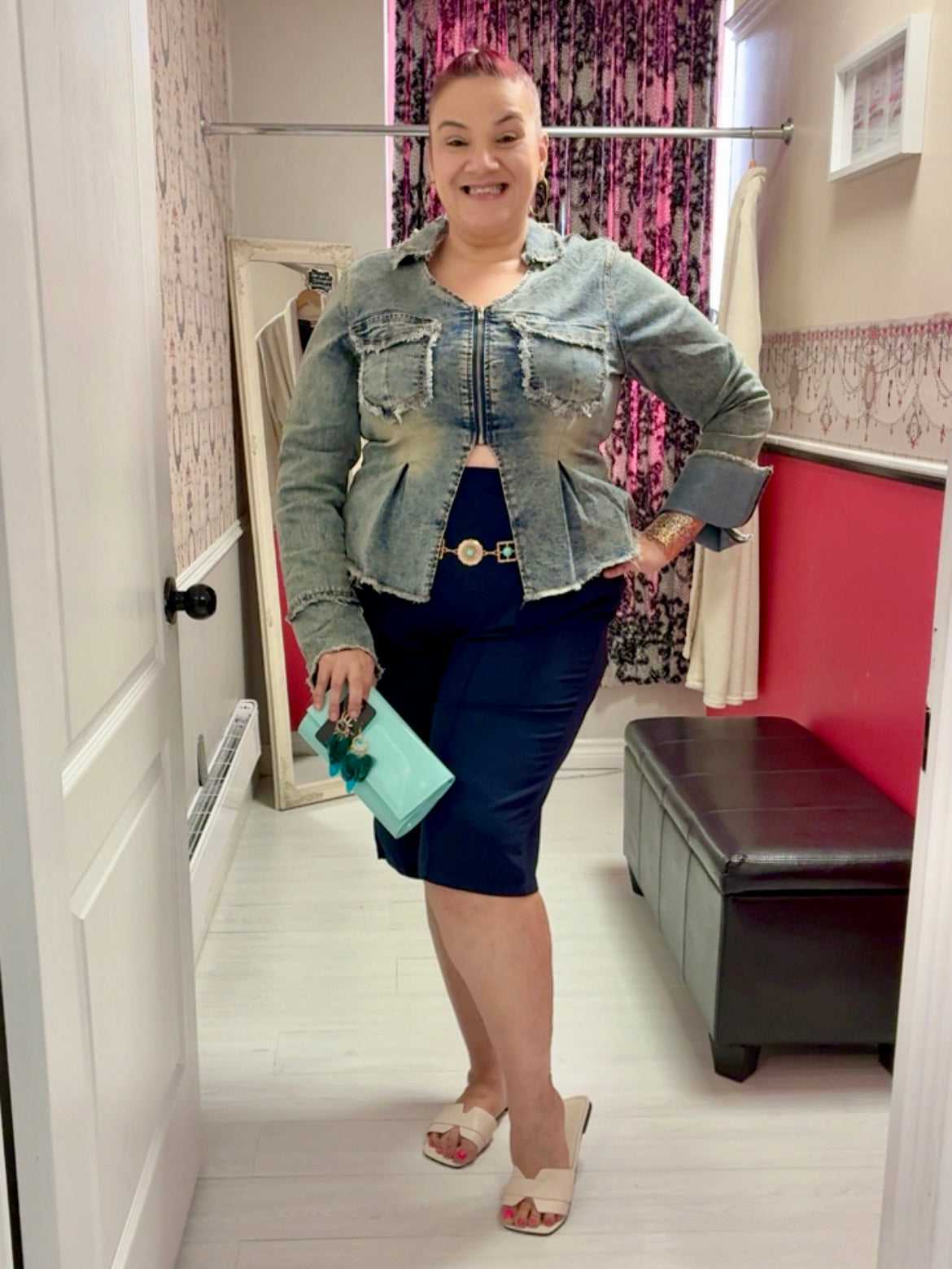 Sloane Vintage Frayed Plus Size Jean Jacket
