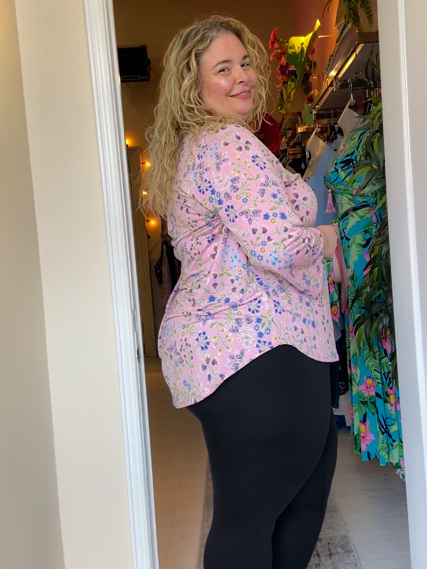 Laura Plus Size Tunic Top in Pink Floral