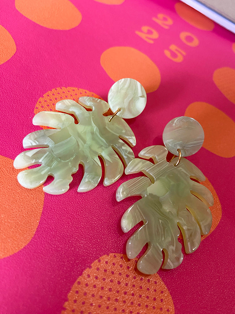 Leavy Green Dangle Earrings