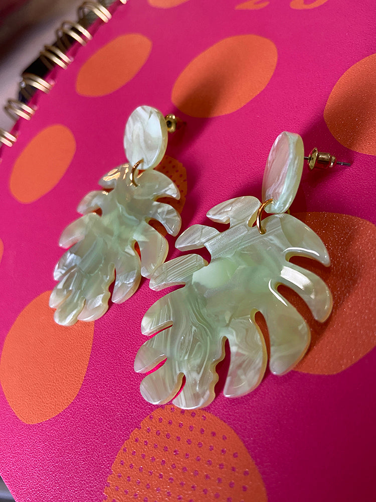 Leavy Green Dangle Earrings