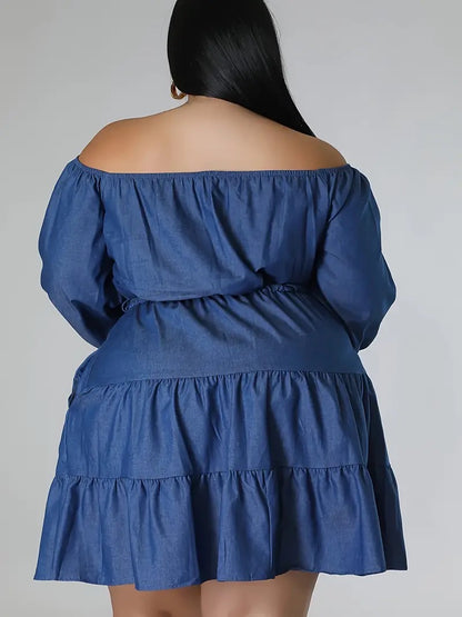 Kalena Denim-look Plus Size Mini Dress