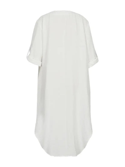 Loni Plus Size Shirt Dress in White