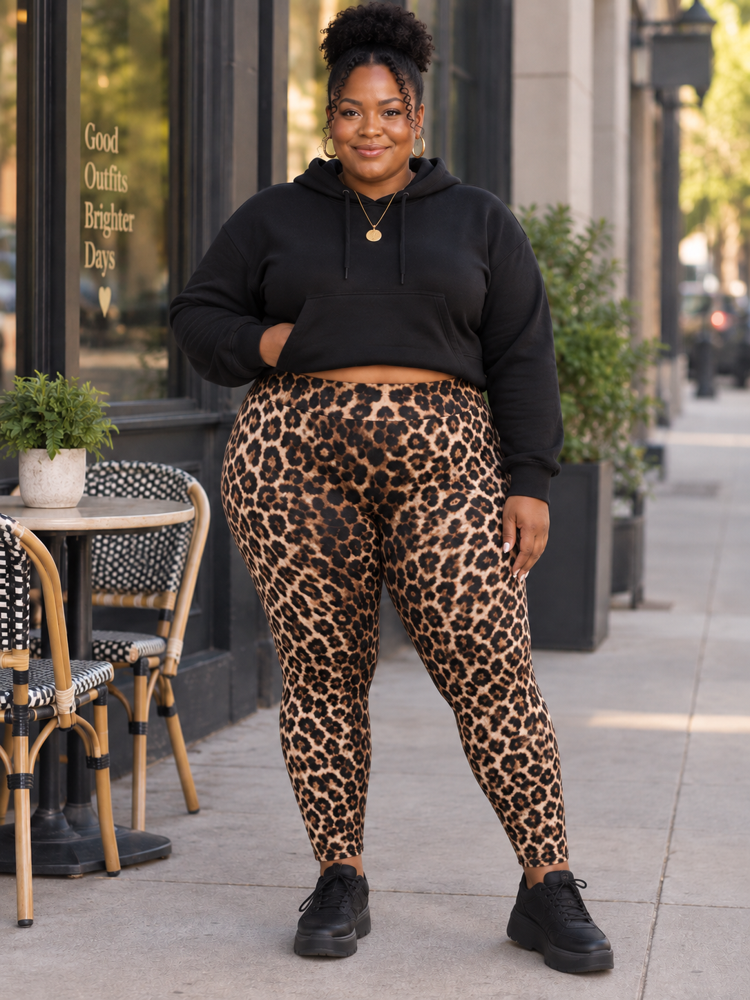 Leopard Plus Size Leggings with Pockets