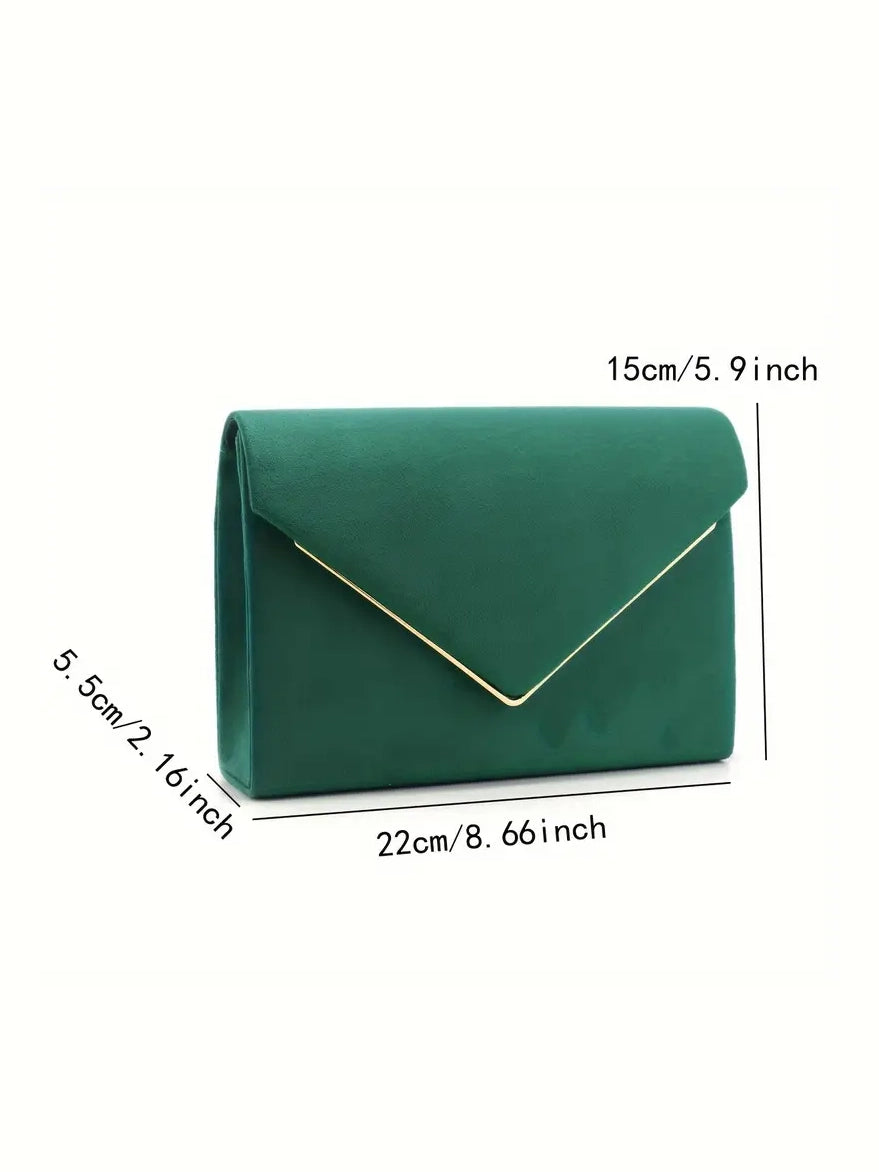 Luxe Faux Suede Envelope Evening Clutch, clutch, styled view
