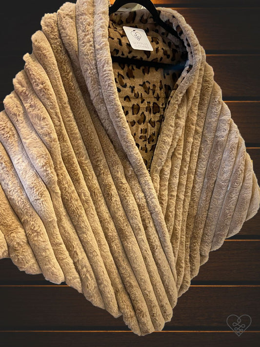 Handmade Reversible Faux Fur Plus Size Stole in Caramel