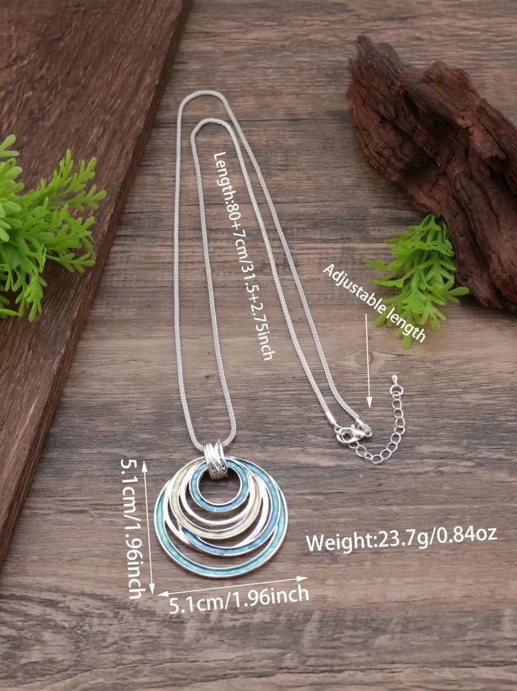 Multi-Circle Pendant Necklace, necklace, styled view