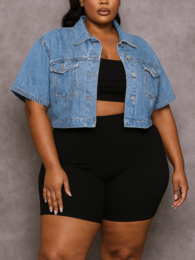 Rumi Short Sleeve Plus Size Denim Jacket