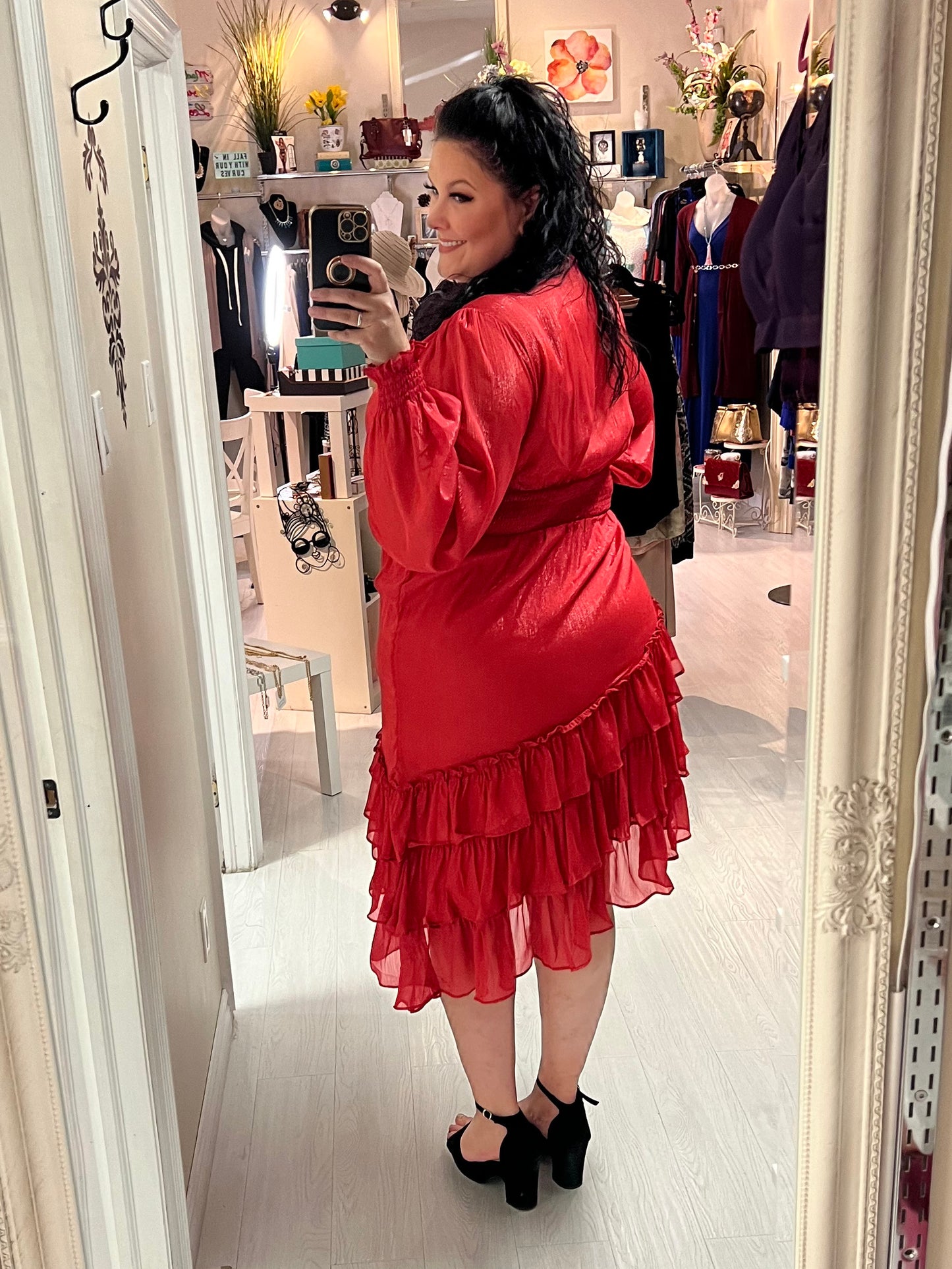 Rita Plus Size Party Dress in Candy Red
