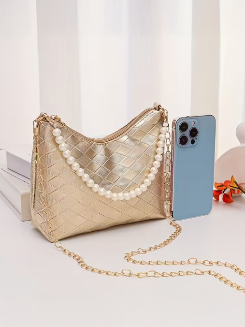 Golden Pearl Detail Purse
